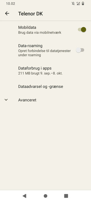 For at skifte netværk, hvis der opstår netværksproblemer, vælg Avanceret