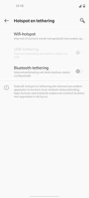 Selecteer Wifi-hotspot