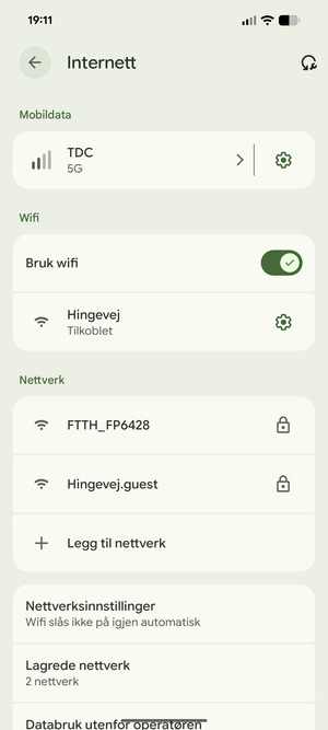 Du er nå koblet til Wi-Fi-nettverket