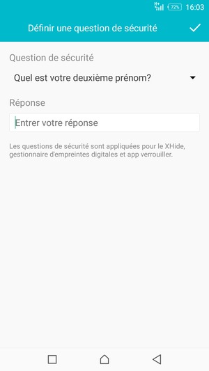 Sélectionnez une question de sécurité