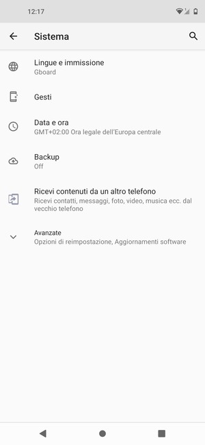 Seleziona Backup