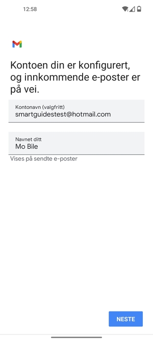 Gi kontoen din et navn, og skriv inn navnet ditt. Velg NESTE