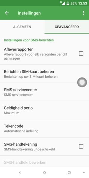 Selecteer SMS-servicecenter