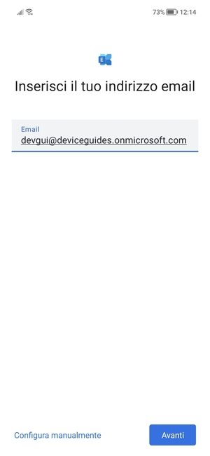 Inserisci il tuo indirizzo email e seleziona Configura manualmente