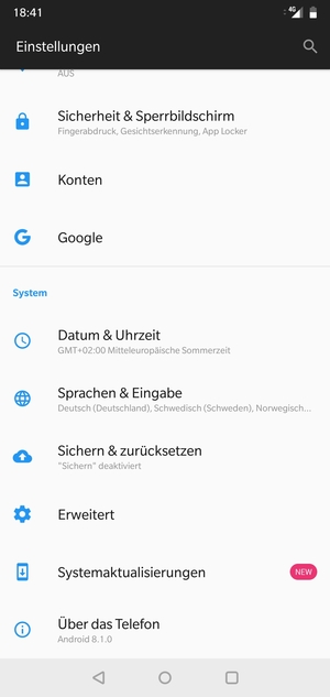 Scrollen Sie und wählen Sie Konten