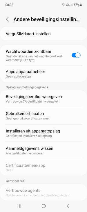 Selecteer Vergr SIM-kaart instellen