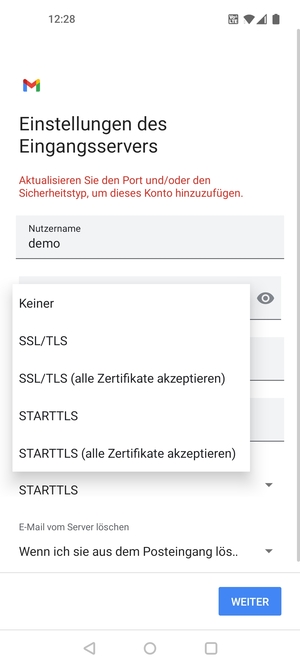 Wählen Sie Keiner und WEITER