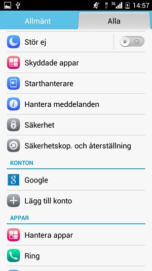 Scrolla till och välj Säkerhetskop. och återställning