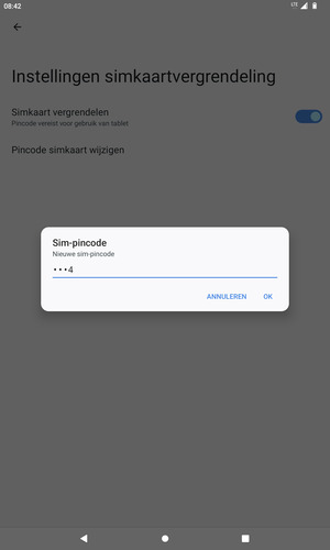 Voer uw Nieuwe sim-pincode in en selecteer OK