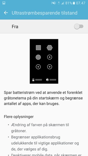Aktiver Ultrastrømbesparende tilstand