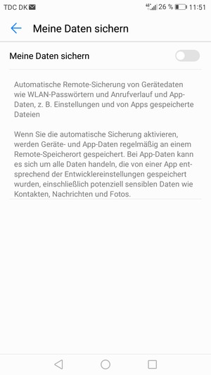 Schalten Sie Meine Daten sichern ein