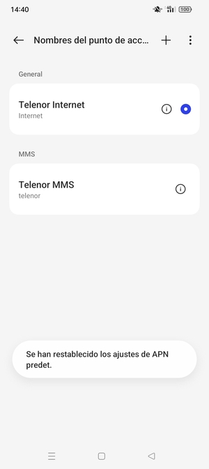 Seleccione Nuevo APN