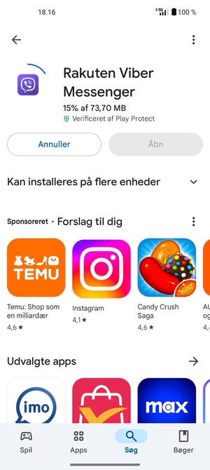 Afvent at installeringen er afsluttet