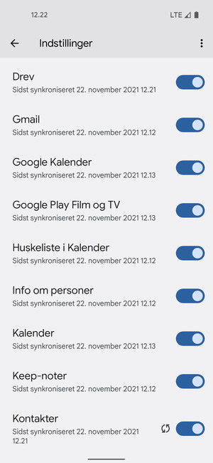 Kontroller at Kontakter er valgt
