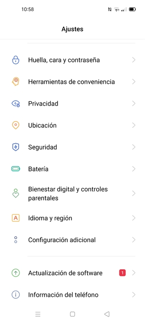 Desplácese y seleccione Seguridad