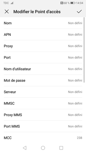 Saisissez les informations Internet