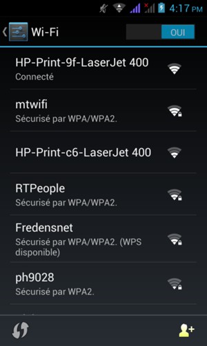 Activez Wi-Fi. Sélectionnez le réseau sans fil auquel vous souhaitez vous connecter.
