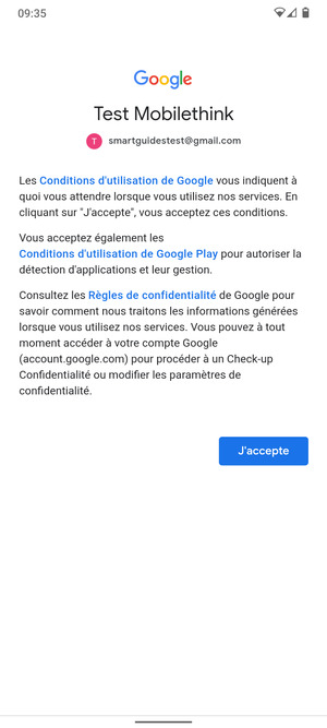 Sélectionnez J'accepte