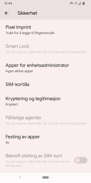 Bla til og velg SIM-kortlås