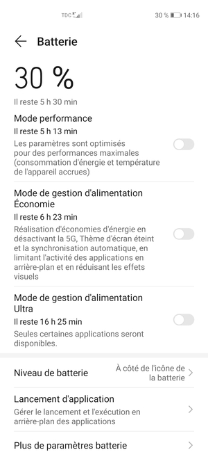 Activer le Mode de gestion d'alimentation Économie
