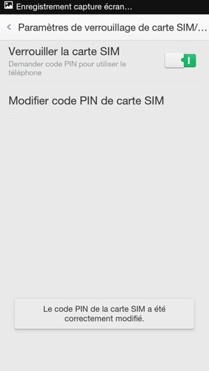 Votre Code PIN de carte SIM a été modifié