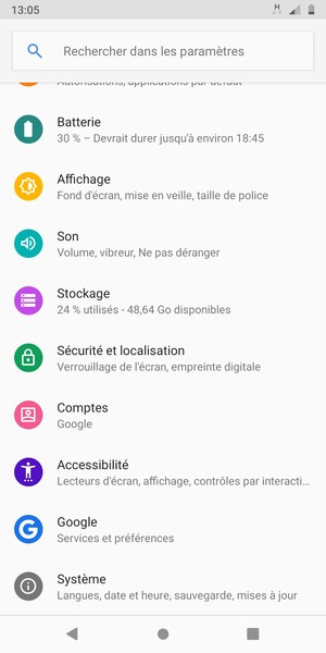 Faites défiler et sélectionnez Sécurité et localisation