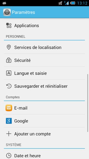 Faites défiler et sélectionnez Sécurité
