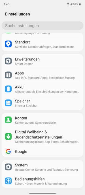 Scrollen Sie und wählen Sie System