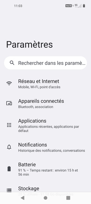 Sélectionnez Réseau et Internet
