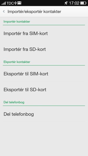 Vælg Importér fra SIM-kort