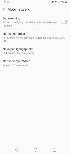 For å bytte nettverk hvis det oppstår nettverksproblemer, velg Nettverksoperatører