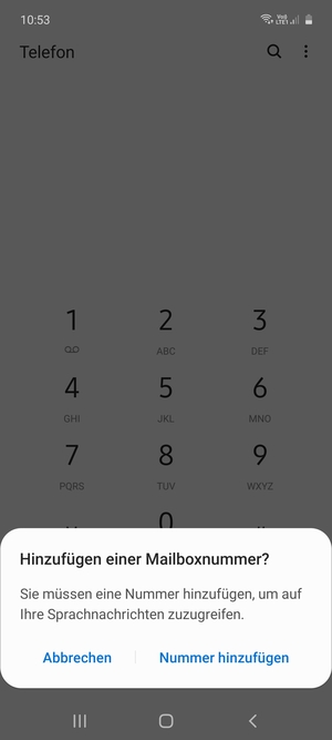 Falls Ihre Voicemail nicht eingerichtet ist, wählen Sie Nummer hinzufügen