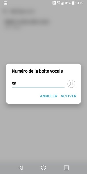 Saisissez le Numéro de la boîte vocale et sélectionnez ACTIVER