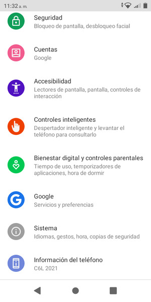 Desplácese y seleccione Seguridad
