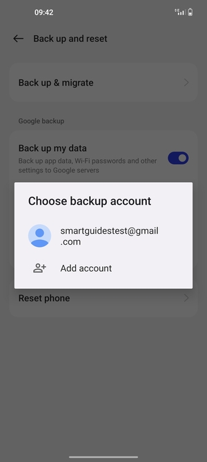 Select your backup account