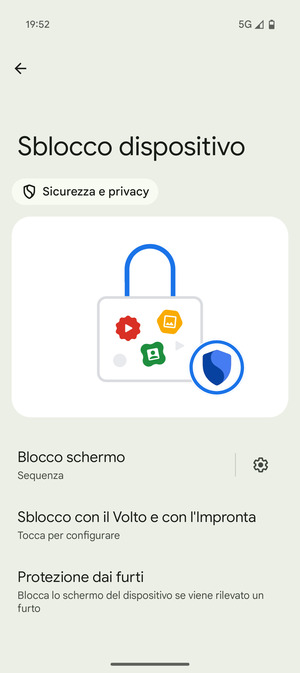 Il tuo telefono è ora protetto dal blocco schermo
