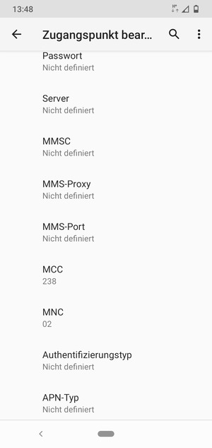 Scrollen Sie nach unten und geben Sie MMS-Informationen ein