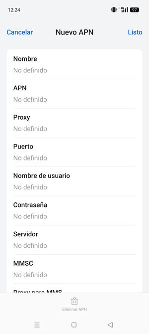 Introduzca la información de Internet