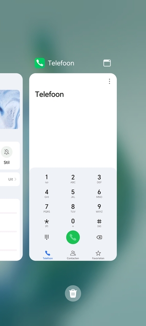 Selecteer het Verwijderen-pictogram om alle actieve apps te sluiten