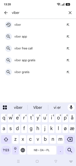 Skriv inn applikasjonsnavnet og velg Søk