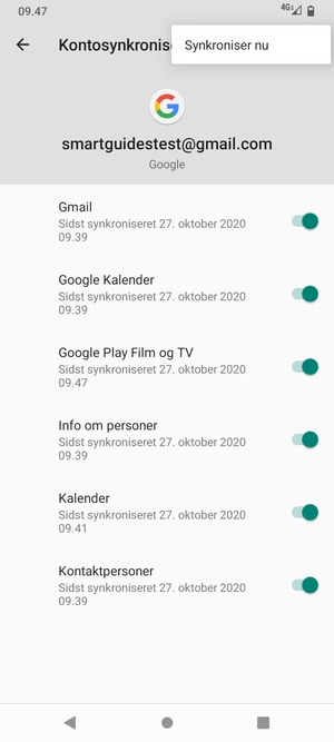 Vælg Synkroniser nu
