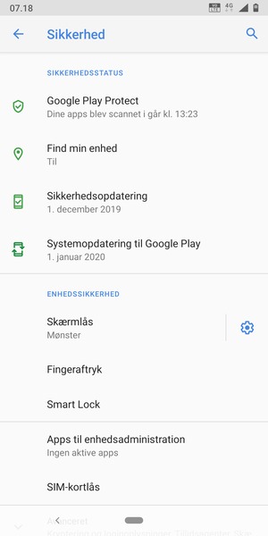 Din telefon er nu sikret med en skærmlås