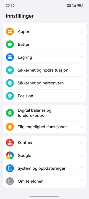 Bla til og velg Kontoer