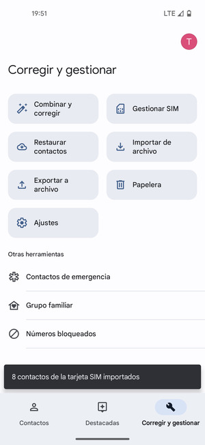 Sus contactos se guardarán en su cuenta de Google y se guardarán en su teléfono la próxima vez que Google sea sincronizado.