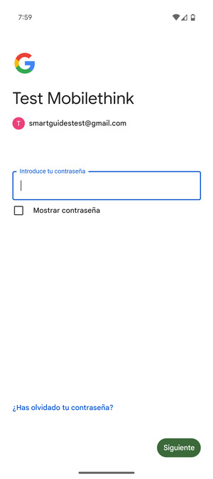 Introduzca su contraseña y seleccione Siguiente