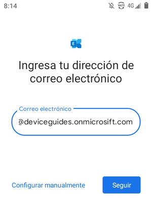 Introduzca su Dirección de correo electrónico y seleccione Configurar manualmente