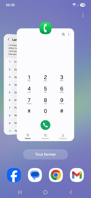 Sélectionnez Tout fermer pour fermer toutes les applications en cours d'exécution