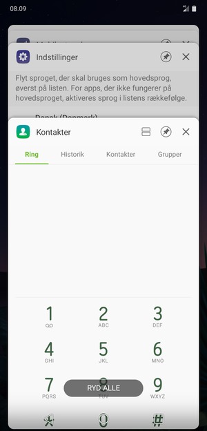 Vælg RYD ALLE for at lukke alle åbne apps