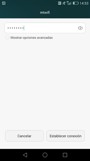 Introduzca la contraseña de Wi-Fi y seleccione Establecer conexión
