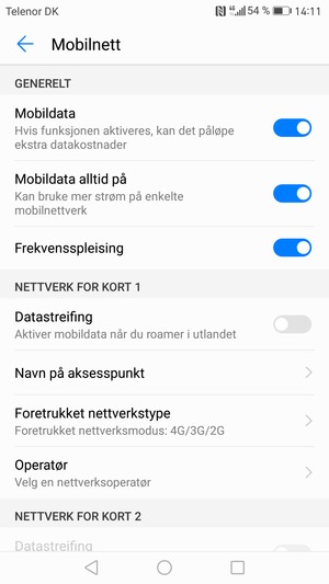 For å bytte nettverk hvis det oppstår nettverksproblemer, velg Operatør